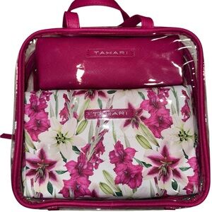 Tahari Fuchsia and White Floral Bag Set